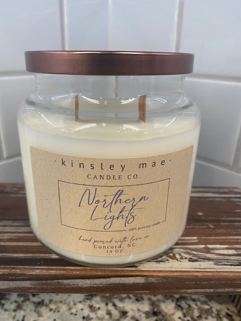 14oz. Northern Lights  Soy Wooden Wick Candles – Kinsley Mae Candle co.